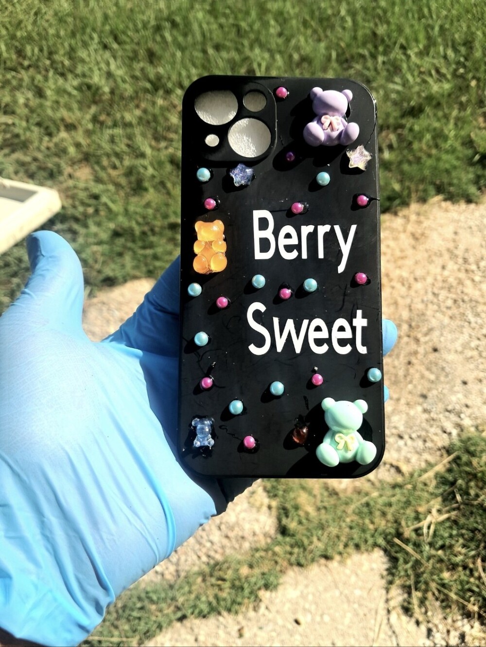 iPhone 13. Berry Sweet Decorative Phone Case - Black with Pastel Accents